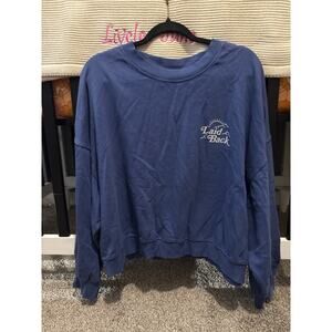NWT Old Navy Blue Cropped Crewneck Sweatshirt Womens Size XXL